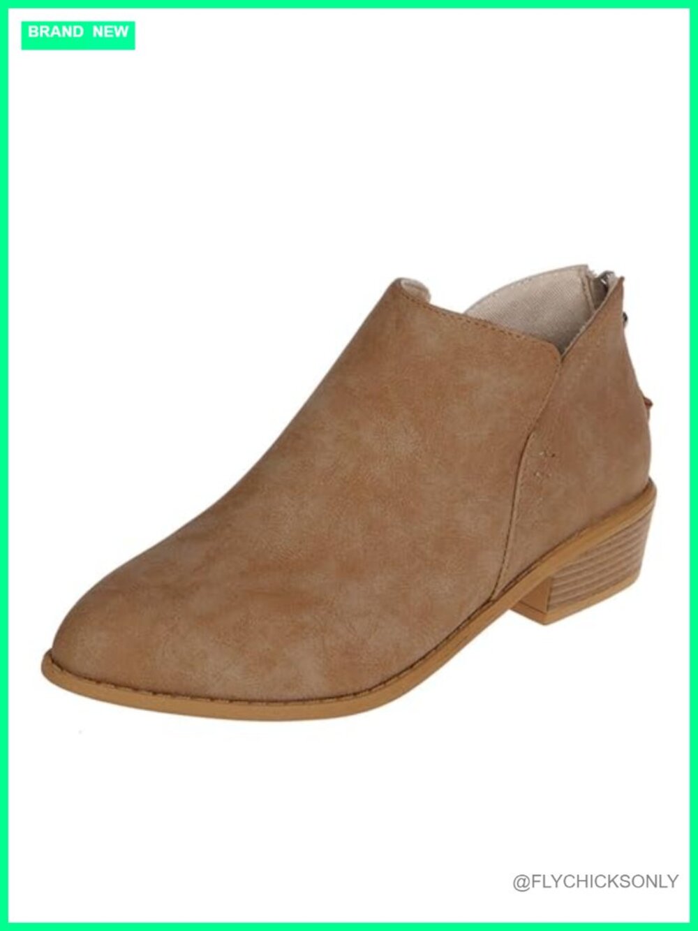 Womens Faux Suede Ankle Boots Pointed Toe Stacked Heel Back Zipper
